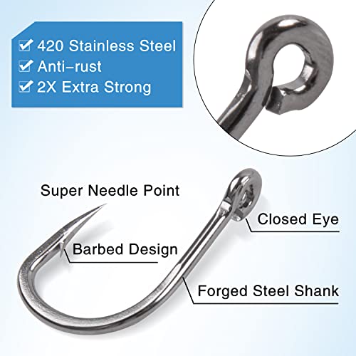 Live Bait Circle Hooks Saltwater,100Pcs Catfish Bait Fishing Hook Set 2X Strong Stainless Steel Inline Sharp Point Saltwater Fishing Hook #TOP2
