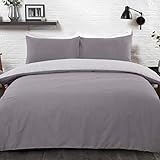 Sleepdown Grid Check Grey Reversible Easy Care Duvet Cover Quilt Bedding Set with Pillowcases - Double (200cm x 200cm), 5056242745440 - Image 2