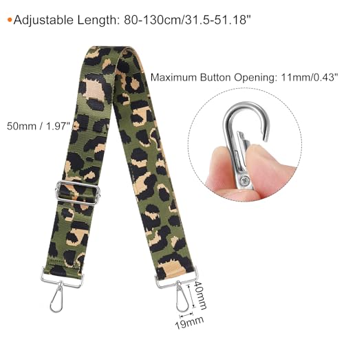 Image of uxcell Purse Strap Replacement, 31-51inch Adjustable Polyester Leopard 2inch Wide Crossbody Shoulder Strap for Handbag Guitar(Green, Silver Buckle)