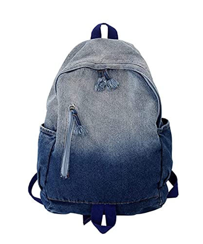Image of MaxxCloud Vintage Denim Laptop Backpack Casual Canvas Daypack Handbag Purse Lightweight Rucksack Shoulder Bag