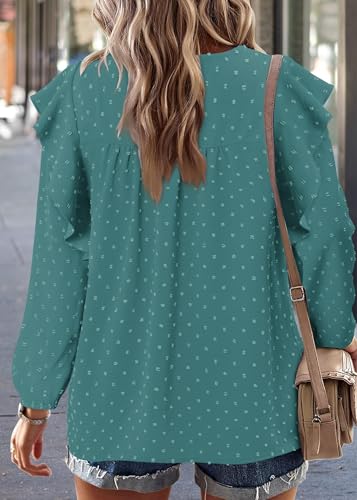 BETTE BOUTIK Womens Boho Fall Long Sleeve Shirts Crewneck Dressy Casual Blouses Trendy Flowy Tops