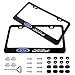 Wonderchef 2 Pieces Stainless Steel for Ford License Plate Frame with Screw Caps Cover Set, Matte Black