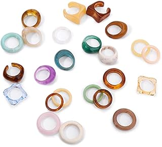 24Pcs Retro Resin Rings Chunky Acrylic Rings Set Colorful Finger Ring Set Transparent Plastic Rings Jewelry for Women and Girls