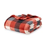 Berkshire Blanket Primalush™ Buffalo Plaid Plush Throw Blanket, Soft Fuzzy Lightweight Warm Fleece Throw for Couch, All Season Use(Double Buffalo Plaid Red, 50in x 70in)