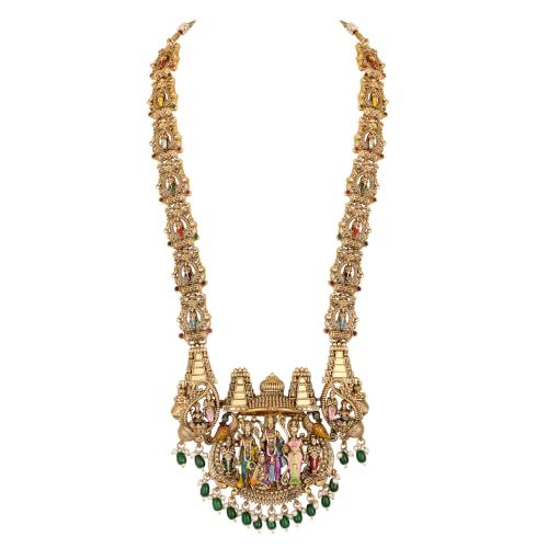 Image of Shining Diva Fashion Stylish Fancy Pearl Choker Traditional Jewellery Set for Women | Temple Necklace Set | Festive Wedding Party Necklace | 22k Gold Plated | Just Like Original Gold Jewellery