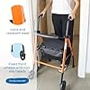 Mobiclinic, Andador Plegable, Ligero, Nerón, con Asiento y Respaldo, 2 ruedas, Conteras Antideslizantes, Máx. 100 Kg, Cesta, Acero, Naranja #3