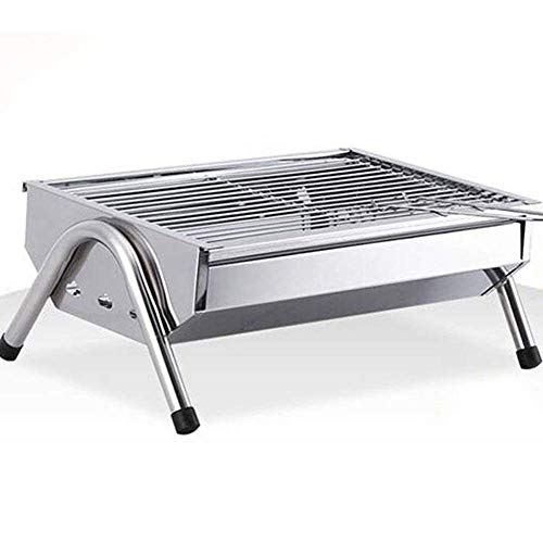 Parrilla portátil de acero inoxidable, diseño grueso para viajes al aire libre, picnics y fiestas, ideal para reuniones familiares y cocinas en el patio trasero, 40 x 26 x 17 cm