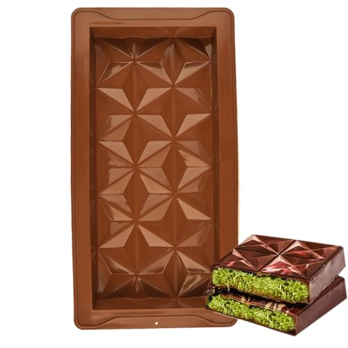 WUJENPEAHT 1 PCS Chocolate Bar Moulds Diamond Silicone Chocolate Mold Large Deep Ice Cube Moulds for DIY Chocolates Desserts Candy Making