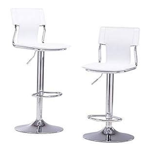 Sidanli Adjustable Bar Stools Set of 2, White Bar stools Set of 2 in Faux Leather, Swivel Bar Chairs Height Adjustable, Comfortable Bar Stools with Back for Kitchen Island, Dining Room