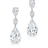 KASHI JEWELS 1.25 Ct Pear Cut Diamond Pretty Push Back Women's Drop Earrings 925 Sterling Silver 14k White Gold Finish