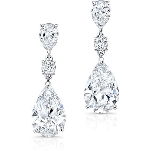 KASHI JEWELS 1.25 Ct Pear Cut Diamond Pretty Push Back Women's Drop Earrings 925 Sterling Silver 14k White Gold Finish