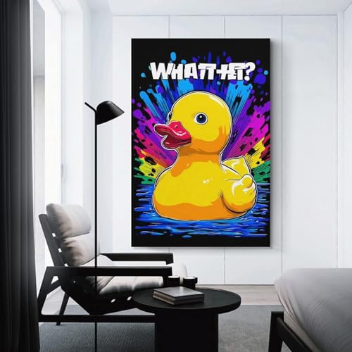 Toile Colorful Rubber Duck pour salon et cuisine déco moderne splash art 40x60cm