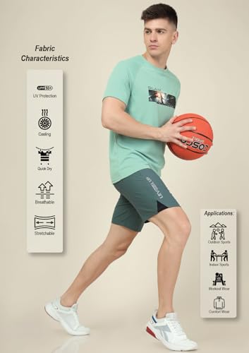 Image of TECHNOSPORT Mens Regular Fit Solid Shorts for Gym, Workout & Sports with Anti Microbial, Techno Dry