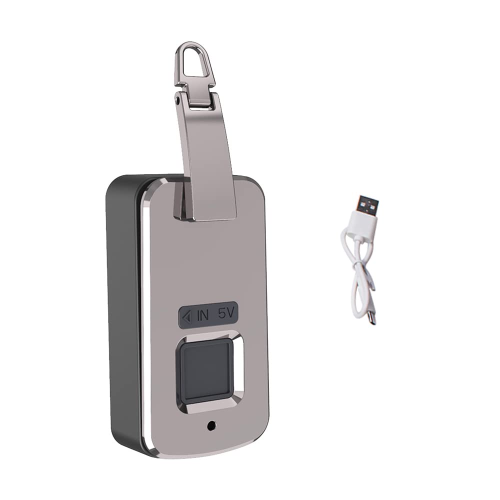 Lucchetto con impronta digitale intelligente, lucchetto portatile sicuro con impronta digitale per zaino valigia (Grigio scuro)