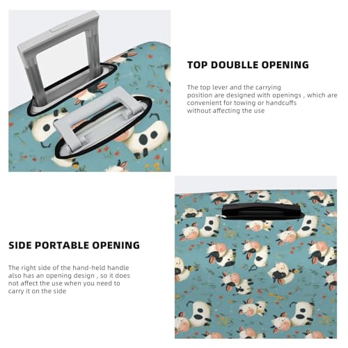 Luggage Cover Protector - Cute Cow Flower Print Fit 25-28 Inch Suitcase Covers for Luggage4
