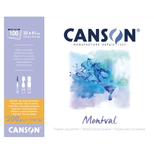Lot de 3 Bloc 100 feuilles Montval® (collées 1 côté) 32x41 200g/m², grain fin blanc naturel