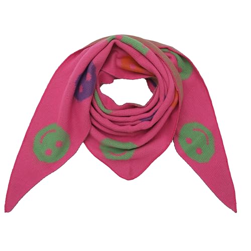 FASHION YOU WANT Dreieckstuch Stola Schal mit Viscose und Wolle - Hochwertiges Halstuch SMILEY - Perfekt für Herbst/Winter (fuchsia)