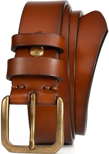 WOLFANT Thicken Full Grain Leather Belt for Men,100% Italian Soli...
