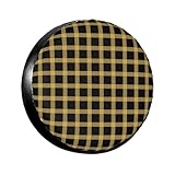 Taille de la housse de pneu : la housse de roue de voiture à motif à carreaux dorés est livrée avec plusieurs tailles pour s'adapter à différents diamètresTaille de 14 pouces, convient pour: diamètre de 60 à 69 cm, 15 pouces, convient pour: diamètre de 70 à 75 cm, 16 pouces, convient pour: diamètre de 76 à 79 cm, 17 pouces, convient pour: diamètre de 80 à 83 Longueur : Il y en a toujours un pour vous, quel que soit le modèle de voiture que vous possédez