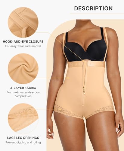 Image of SHAPELLX Fajas Colombianas Shapewear for Women Tummy Control Postpartum Body Shaper Butt Lifting Open Bust Bodysuit