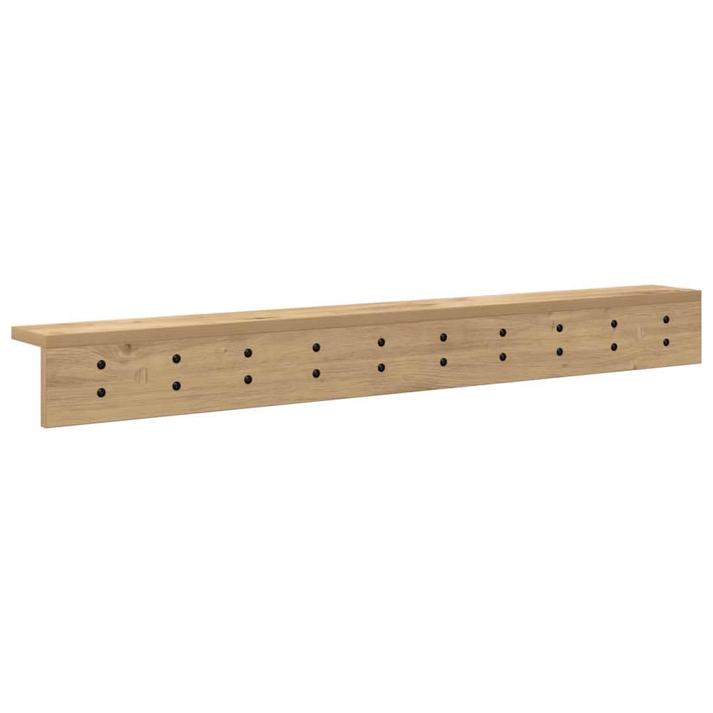 Wandgarderobe Artisan-Eiche 100 x 10,5 x 10,5 cm, Wand-Kleiderständer mit Haken und Ablage aus Holzwerkstoff, Moderne Garderobenleiste für Flur und Diele, Platzsparende Wandmontage