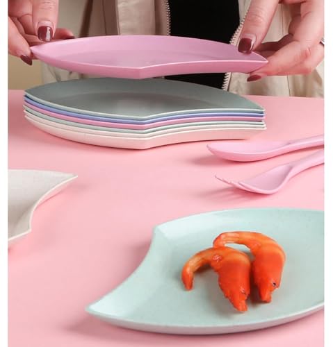 Image of Wheat Straw Flower Petal-Shaped Chips & Dip Appetizer Plates,Serving Tray for Dessert, Sushi, Veggies, Salad | Dishwasher & Microwave Safe (Random, Pack of 12)