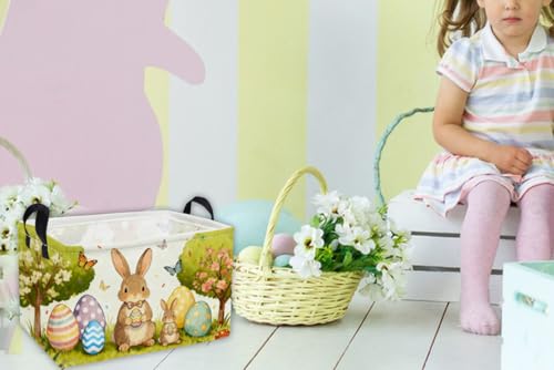 Image of Essme Rectangular Easter Basket, Kids Storage bin Organizer with Handles for Easter Decor,Shelf Basket,Toy Organizer,Easter Baskets.(Cute Easter Basket)