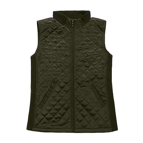 Bienzoe Women Quilted Casual Vest: Lightweight Packable Sleeveless Jacket Large Green