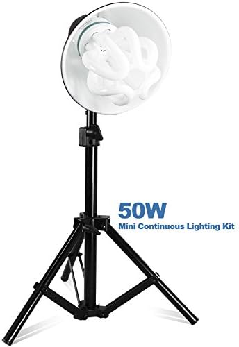 Julius Studio 50W Bright Beauty Dish Reflector Table Top Photo Studio Lighting Stand Kit, PR20_AM1