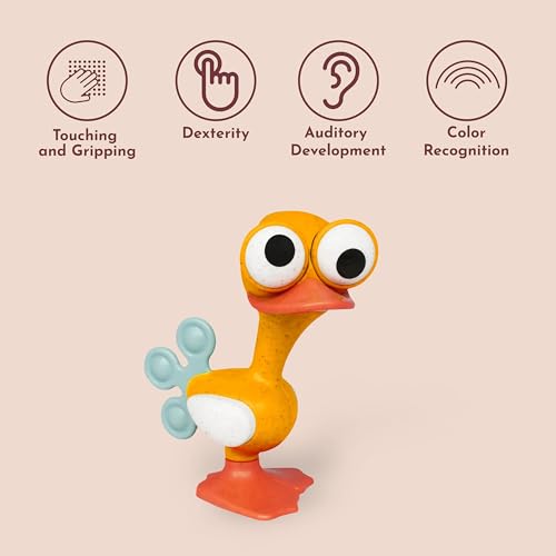 Image of Tolo Crazy Eyed Bird | Interactive Toy for Babies 3+ Months Teething Relief | movable eyes, clicking head & feet, squeaking wings, rattle sound, sensory, teething baby toys, developmental play, fun gift