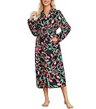 ENJOYNIGHT Womens Plush Fleece Robe Long Fluffy Spa Bathrobe Soft Sleepwear (Large, Light)