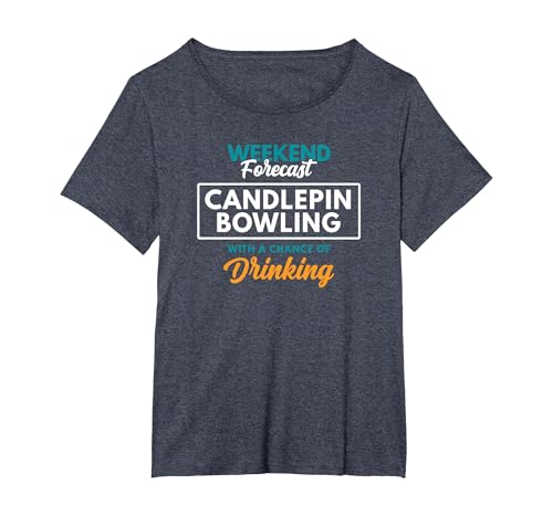 Weekend Forecast Candlepin Bowling T-Shirt, Women's Plus, Heather Blue, 4X