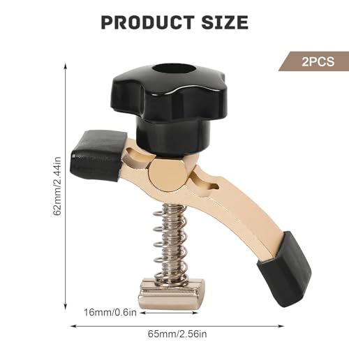 2 Stück Niederhalter T-Nut, Galvanische Behandlung + Gummischutzhülle, Können 45 mm Dicke Objekte Pressen, Geeignet für die Holz und Metallverarbeitung (Gelb + Schwarz)