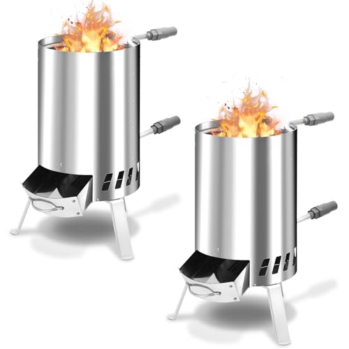 Vigevee Brennholz Poolheizung Poolheizung mit Feuer Poolheizung Feuertonne Edelstahl Pool beheizt Feuer Eimer 32/38mm Anschlüsse 100% rostfreier Edelstahl mit Feuerfeste Matte und Rußschublade（2 Sets）