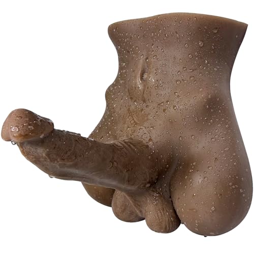 Black Dildo Sex Doll Torso in Tan TPE for Realistic Pleasure