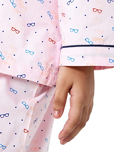 Image of Girls Premium Cotton Full Sleeves Printed Nightsuit Set | Collar Style Night Dress for Girls | Soft & Breathable Pajama Set | Trendy Kids Sleepwear & Nightwear
