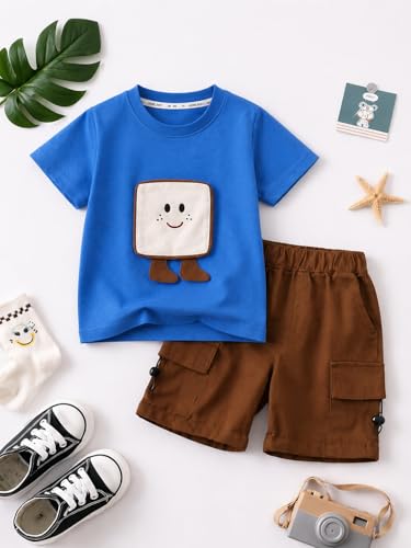Image of Bold N Elegant Cotton Cute 3d Cartoon Printed Half Sleeve T-Shirt And Shorts Clothing Set For Infant Toddler Baby Boy Girl
