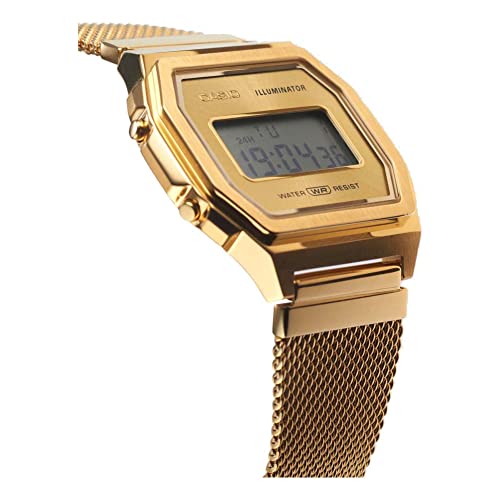 Casio Collection Vintage Damen Digital Uhr mit Mesh Edelstahl Armband