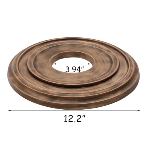 Image of HEVSTIL Bronze Ceiling Medallion 12 inchOD x 3.94 inchID, Modern PU Light Cover | PU material, bronze finish, 12 inch OD, 3.94 inch ID, lightweight, for chandeliers, ceiling fans, simple modern design