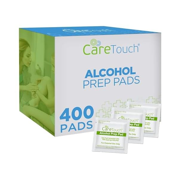 Care Touch Alcohol Wipes Individually Wrapped – Prep Pads with 70% Isopropyl Alcohol, Great for Home, Medical & First Aid Kits Sterilized, Antiseptic 2-Ply Swabs 400 Count