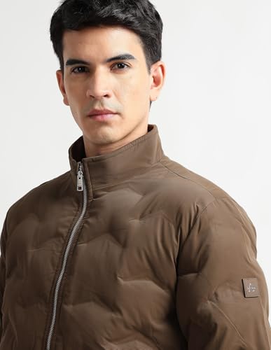 Image of Arrow sport men's regular fit solid puffer jacket