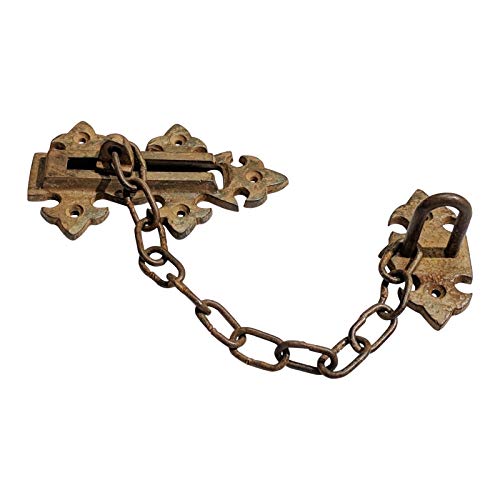 Heavy Duty Antique Cast Iron Security Door Chain - 131mm, Antique Brass Finish For Vintage Doors & Gates