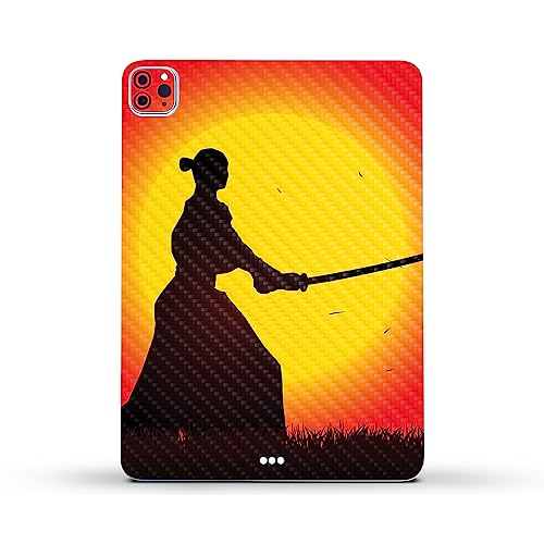 Image of MightySkins Carbon Fiber Skin Compatible with Apple iPad Pro 11 inch M2 4th Gen (2022) Full Wrap Kit - Sunset Samurai | Protective Durable Textured Carbon Fiber Finish | Easy to Apply | Made in The USA