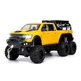 SASBSC 6X6 Toy Pickup Trucks for 3+ Year Old Boys 1/24 Diecast Pick up Truck Toy Cars with Light and Sound Metal Car Model Toys for Aged 3-12 Kids Birthday (Yellow)