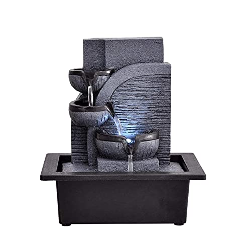 WBDZ Fontaines à Eau, Fontaine de Table Fontaine à Cascade intérieure à 3 Niveaux, avec lumières LED Relaxation Ambiance apaisante en Cascade