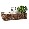 HOSROOME Water Hyacinth Storage Basket for Shelves Wicker Baskets for Organizing Toilet Paper Basket for Toilet Tank Top Decorative Basket for Closet Bedroom Bathroom Entryway Office Desk Brown