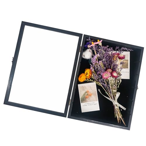 Image of Shadow Box Frame with Removable Shelves, Black 12x16 Deep Memory Box Display Case for Keepsake Collectibles, Coins Military Medals Pins Wedding Flowers