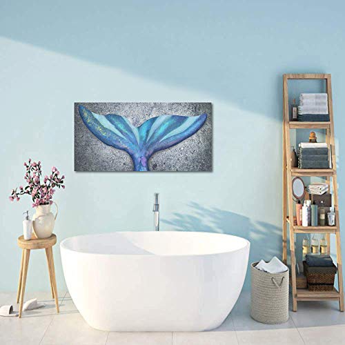 Homeoart Mermaid Tail Wall Art Canvas Prints Ocean Fish Whale Tail Painting Framed Gallery Wrapped Girls Bedroom Wall Decor16 X32 #TOP3