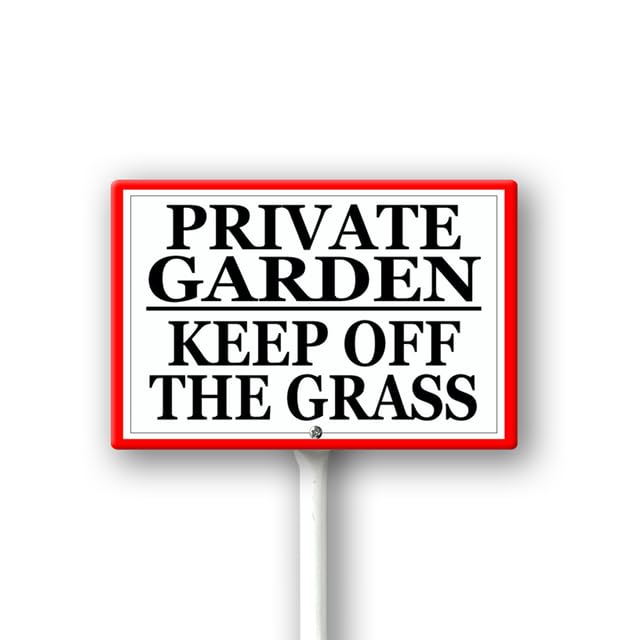Geroclonup 12X8 Inches Private Garden Keep Off The Grass Yard Sign,Do Not Enter Sign for Garden Outdoor Fence Front Door Aluminum Plate,Sturdy Rust Free Aluminum Weather Easy Mounting