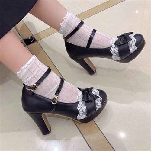 Image of FOREADA Mary Janes for Women Platform Heels Bow Kawaii Shoes Vintage Dress Pumps